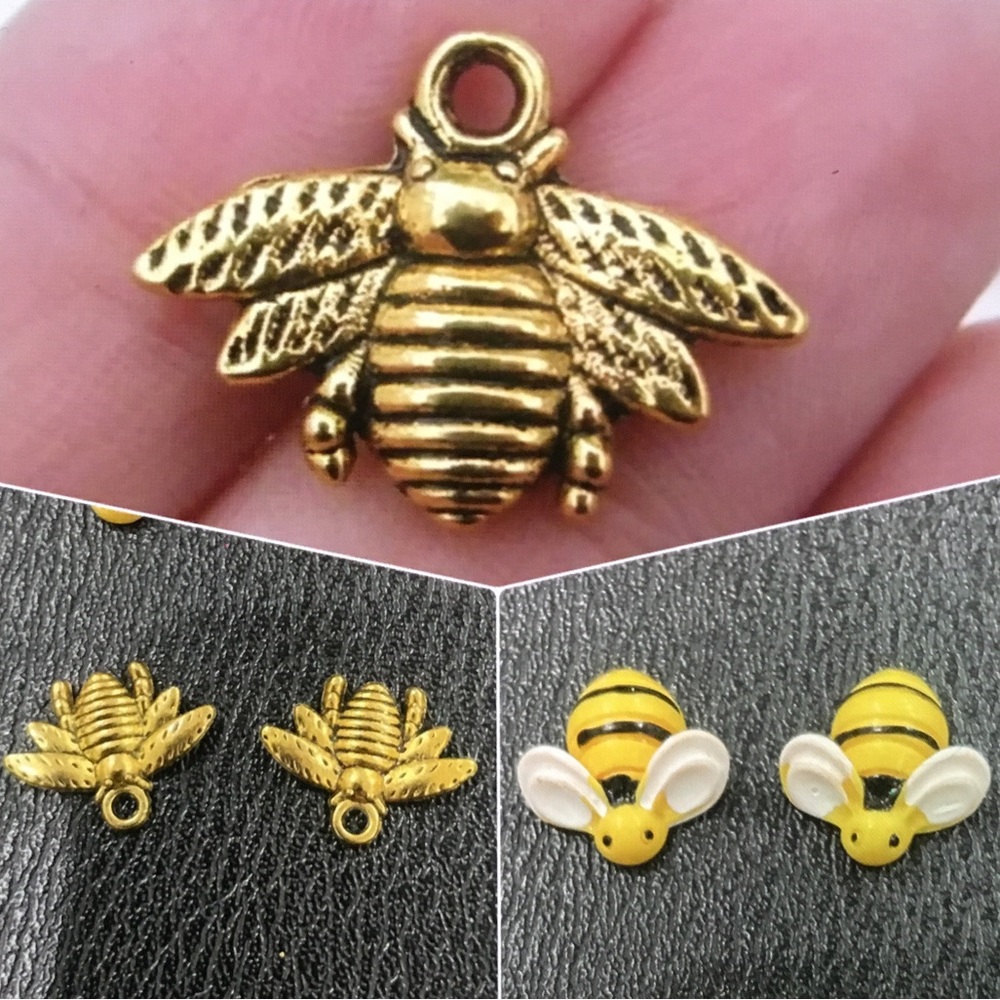 Vintage Gold Bee Charms & Ornamental Bees - Perfect for Crafting!"